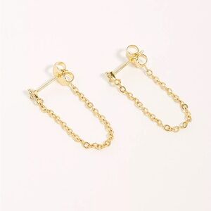 Free People Gold Shimmering Star Chain Earrings OS